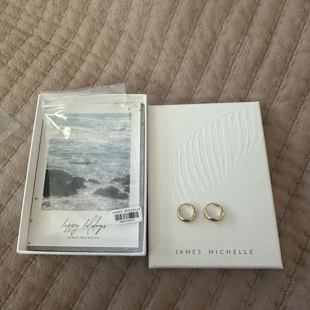 James Michelle Gold Textured Hoop Earrings